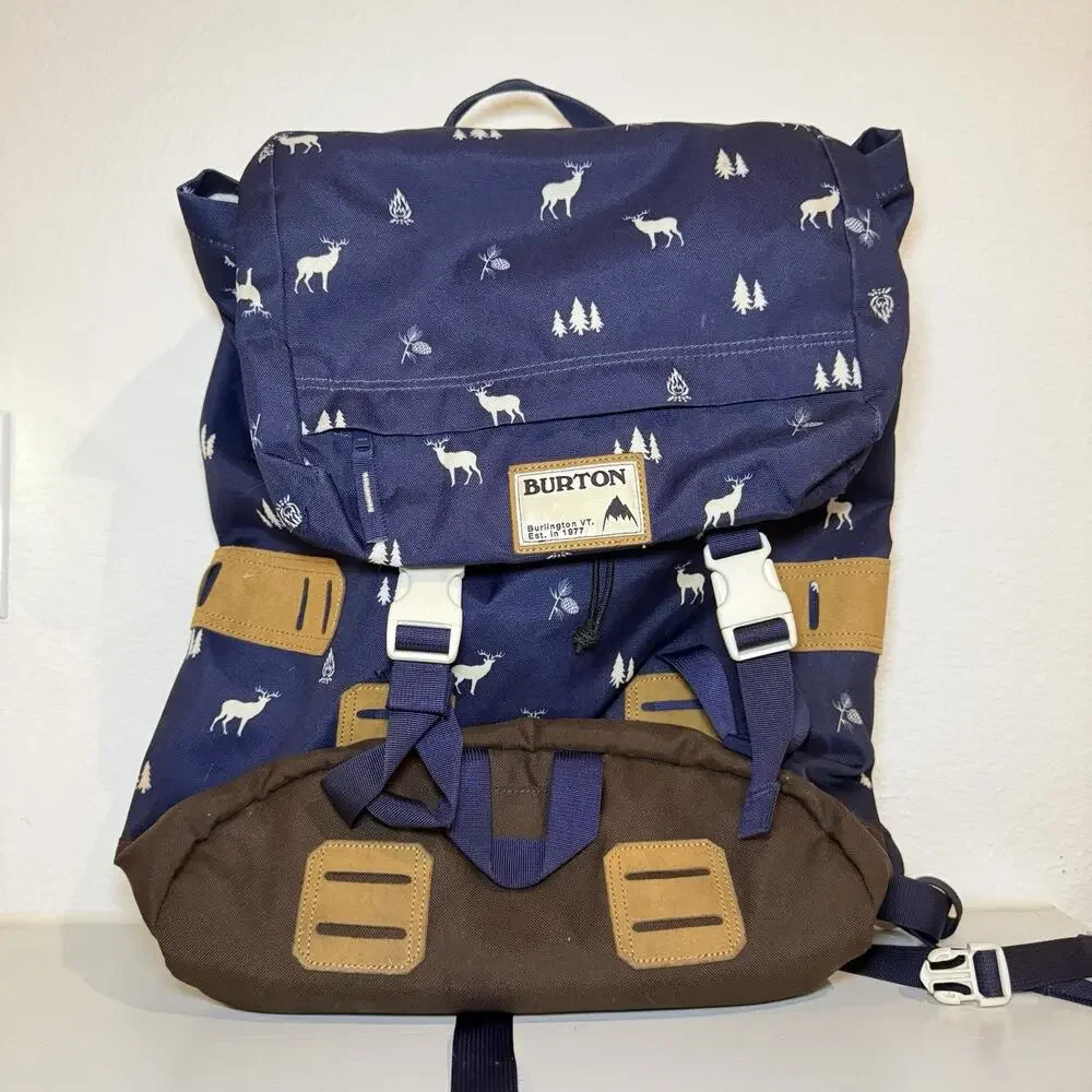 Burton Hiking Backpack Adjustable Straps Animal Print Buckle Closure Rucksack